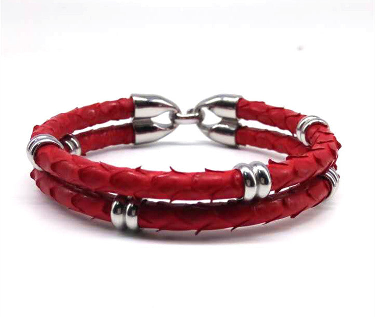 Handmade Snakeskin Bracelet Stainless Steel Jewelry