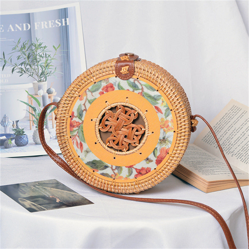 Rattan Handwoven Shoulder Small Round Bag
