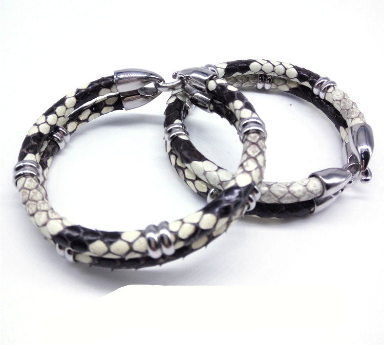 Handmade Snakeskin Bracelet Stainless Steel Jewelry