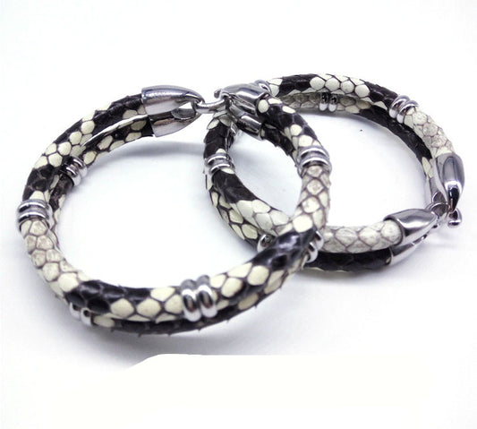 Handmade Snakeskin Bracelet Stainless Steel Jewelry